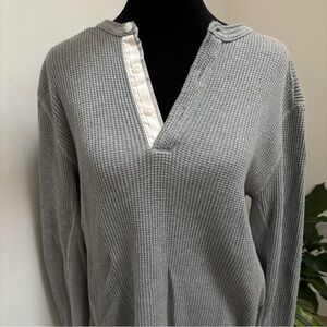 rag & bone Gray Waffle Knit Long Sleeve Shirt